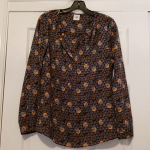 Cabi Black & Burnt Orange Blouse Sz. S